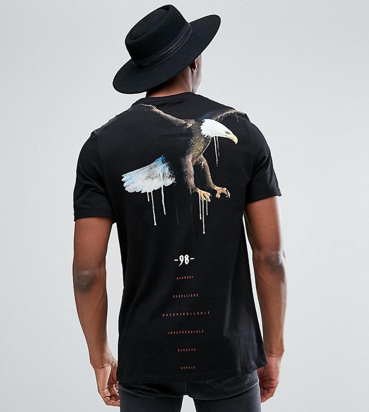 Asos Tall Longline T-shirt With Eagle Print - Black