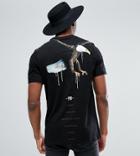 Asos Tall Longline T-shirt With Eagle Print - Black