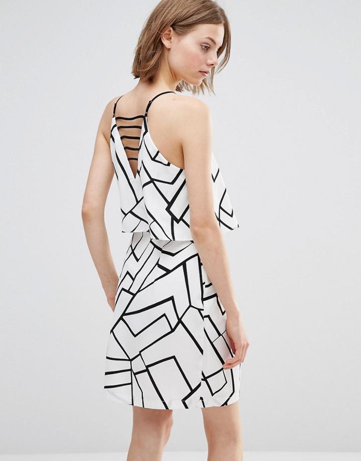 Adelyn Rae Cut Out Back Dress In Geo Print