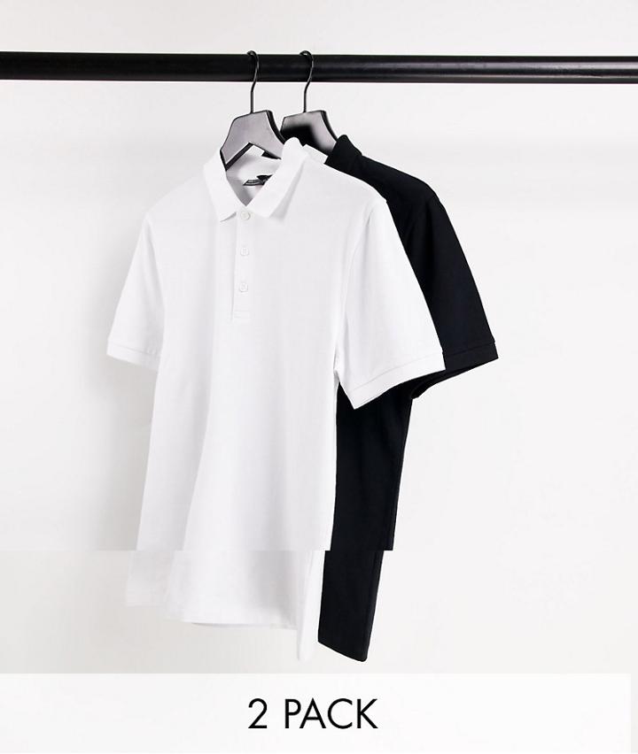 Asos Design 2 Pack Muscle Fit Short Sleeve Jersey Polo In Multi