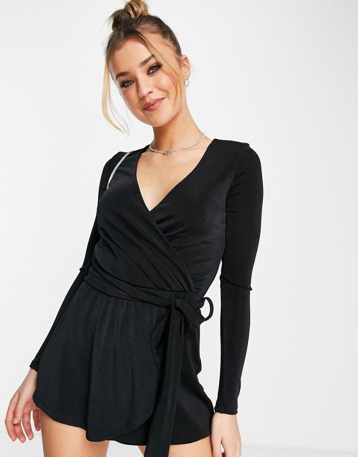 Miss Selfridge Slinky Romper In Black