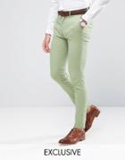 Only & Sons Super Skinny Pants In Cotton Sateen - Green