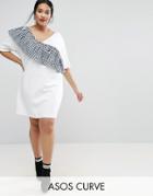Asos Curve T-shirt Dress With Woven Gingham Frill Detail - Multi