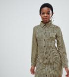 Glamorous Petite Skater Shirt Dress In Houndstooth-yellow