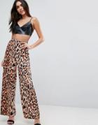 Asos Tailored Pants With Wide Leg In Animal - Multi