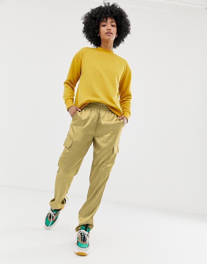 Noisy May Satin Utility Pants-green