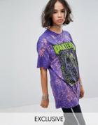 Reclaimed Vintage Inspired Festival Bleached T-shirt With Pantera Tour Print - Purple