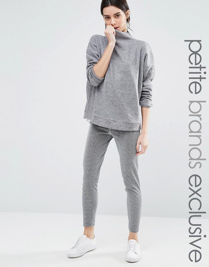One Day Petite Glittery Legging - Silver