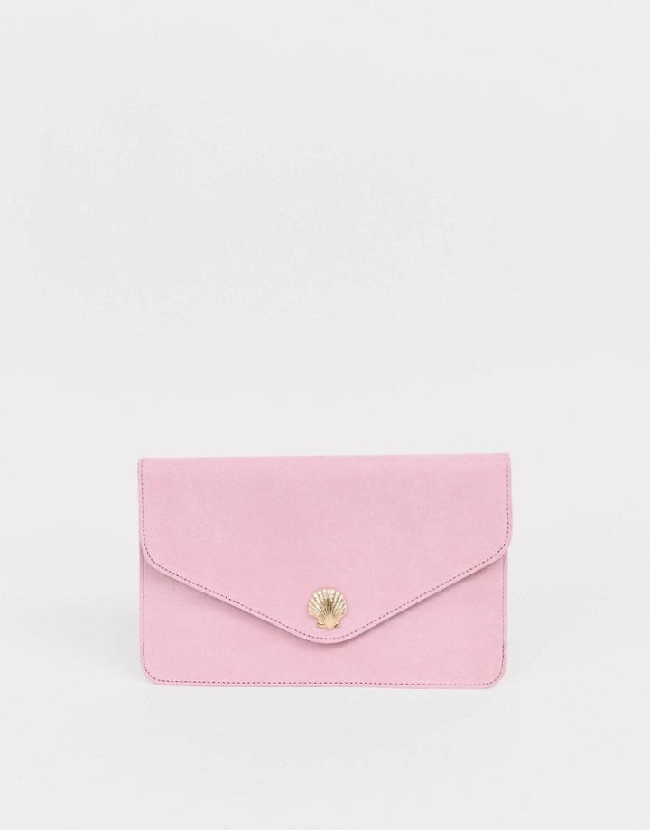 Asos Design Shell Clutch Bag-pink
