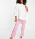 Asos Design Maternity Slim Leg Disco Pant With Bump Band In Pink