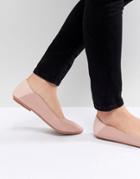 Lost Ink Beau Blush Flat Ballet Shoes - Beige