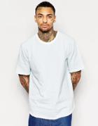Asos Denim T-shirt In Bleach With Raw Edges - Blue