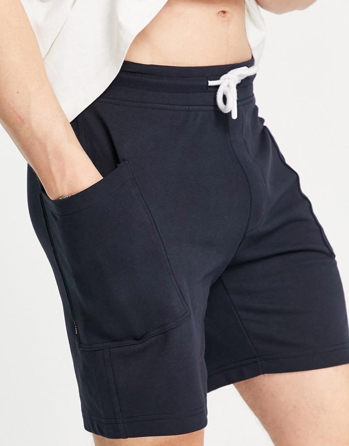 Only & Sons Cotton Jersey Cargo Shorts In Navy - Navy