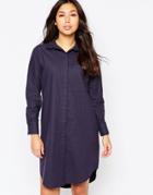 Native Youth Oversized Washed Cotton Shirt Dress - Navy