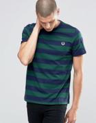 Fred Perry T-shirt With Stripes In Ivy /carbon Blue - Green