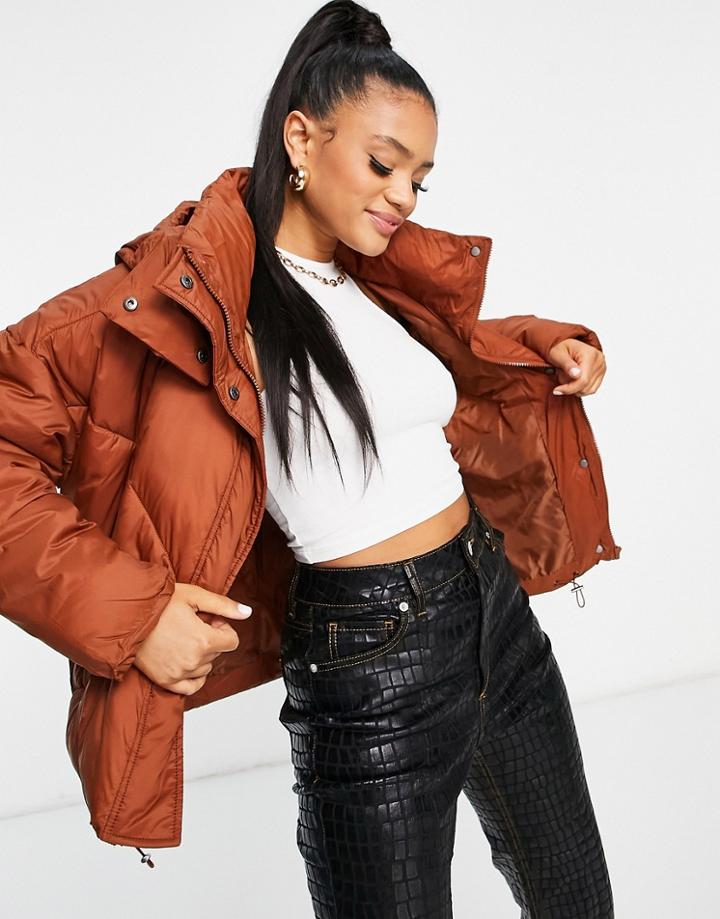 Na-kd Hooded Padded Jacket In Rust-red