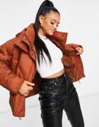 Na-kd Hooded Padded Jacket In Rust-red