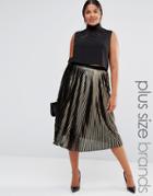 Lovedrobe Metallic Plisse Skirt - Gold