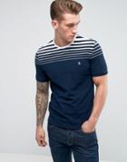 Original Penguin T-shirt Gradient Stripe Slim Fit In Navy - Navy