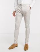 Asos Design Wedding Super Skinny Suit Pants In Stretch Cotton Linen In Stone-neutral