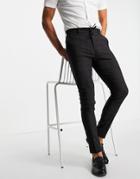 Asos Design Smart Pants With Windowpane Check In Navy - Part Of A Set