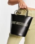 Love Moschino Heart Shaped Handle Bucket Bag In Black