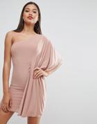 Asos Slinky One Shoulder Kimono Mini Dress - Pink