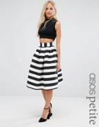 Asos Petite Prom Skirt In Stripe - Multi