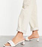 Asos Design Wide Fit Hosta Weave Mid Heeled Mules In White