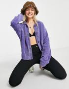 Weekday Chunky Recycled Chenille Cardigan In Purple-blue