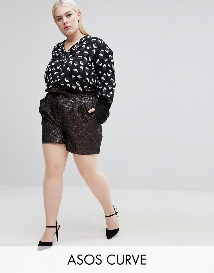Asos Curve Metallic Jacquard Obi Tie Short - Black