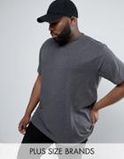 Duke Plus Crew Neck T-shirt In Charcoal Melange - Gray