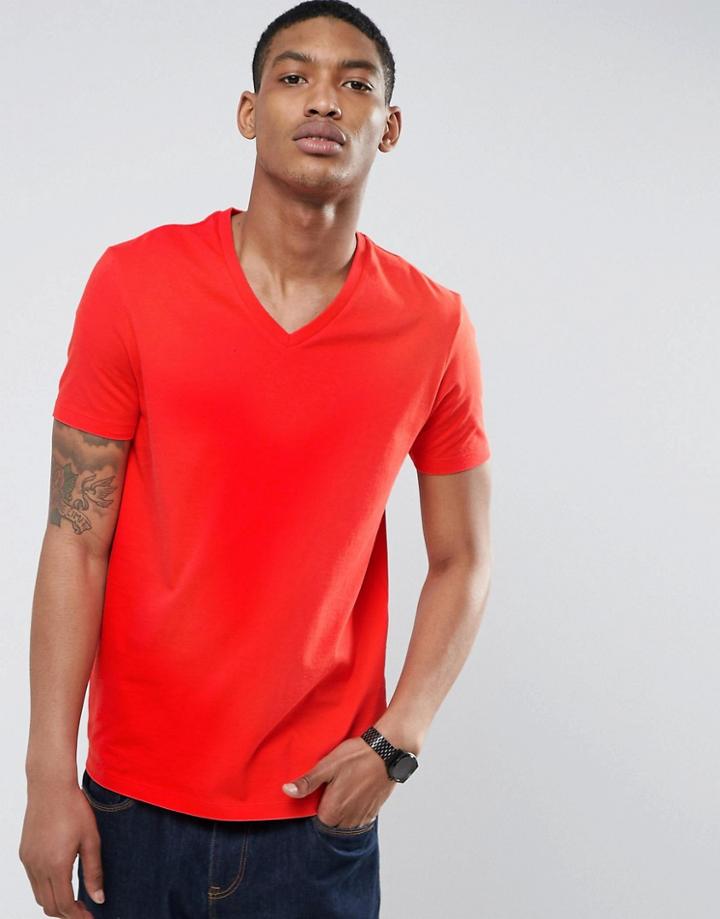 Asos T-shirt With V-neck - Red
