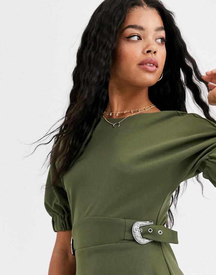 Asos Design T Shirt Dress With Buckle Detail