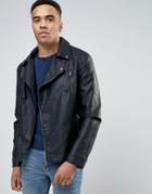 Barneys Faux Leather Biker Jacket - Black