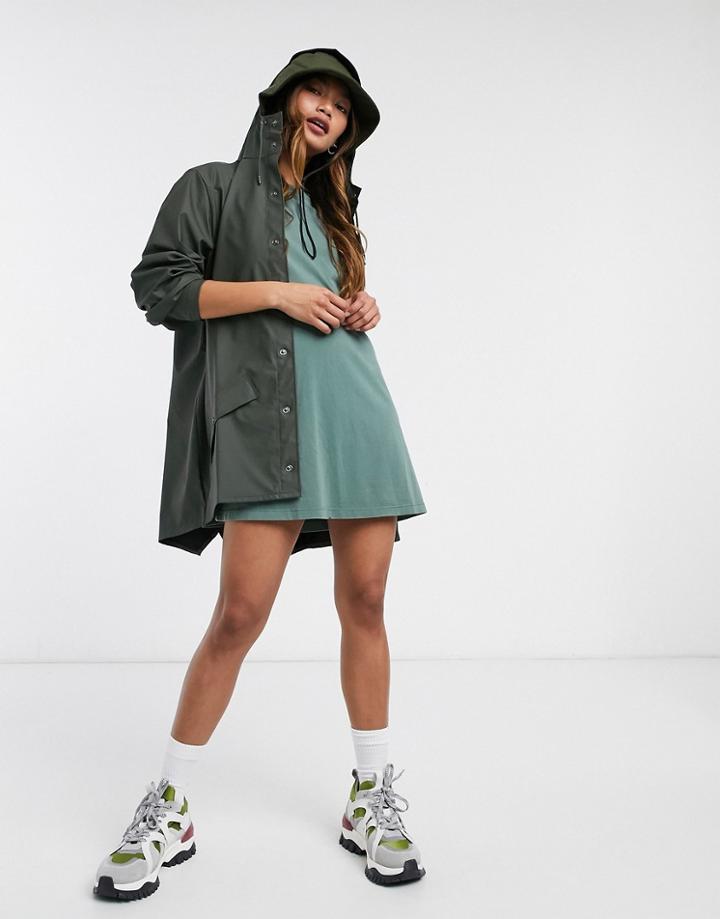Rains Short Waterproof Jacket In Green