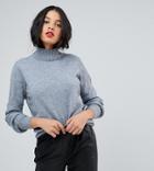 Y.a.s Tall High Neck Sweater With Balloon Sleeve - Gray