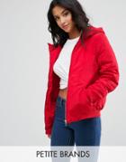 Noisy May Petite Padded Jacket With Hood - Red
