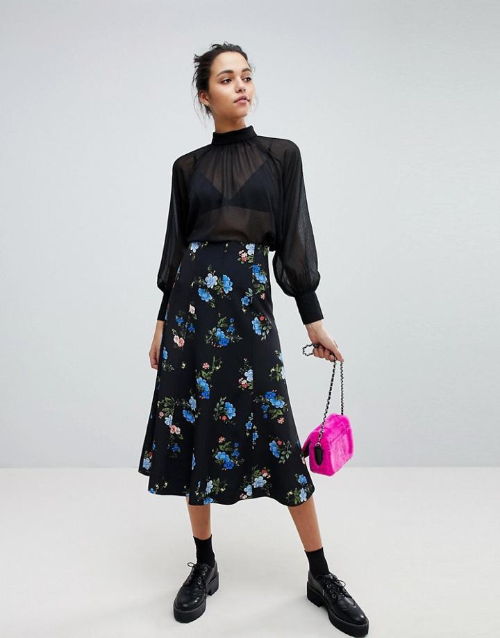 Sportmax Code Midi Skirt In Floral Print - Multi