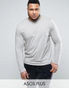 Asos Plus Long Sleeve T-shirt In Gray Marl - Blue