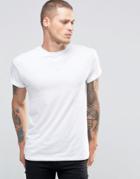 New Look Roll Sleeve T-shirt In White - White