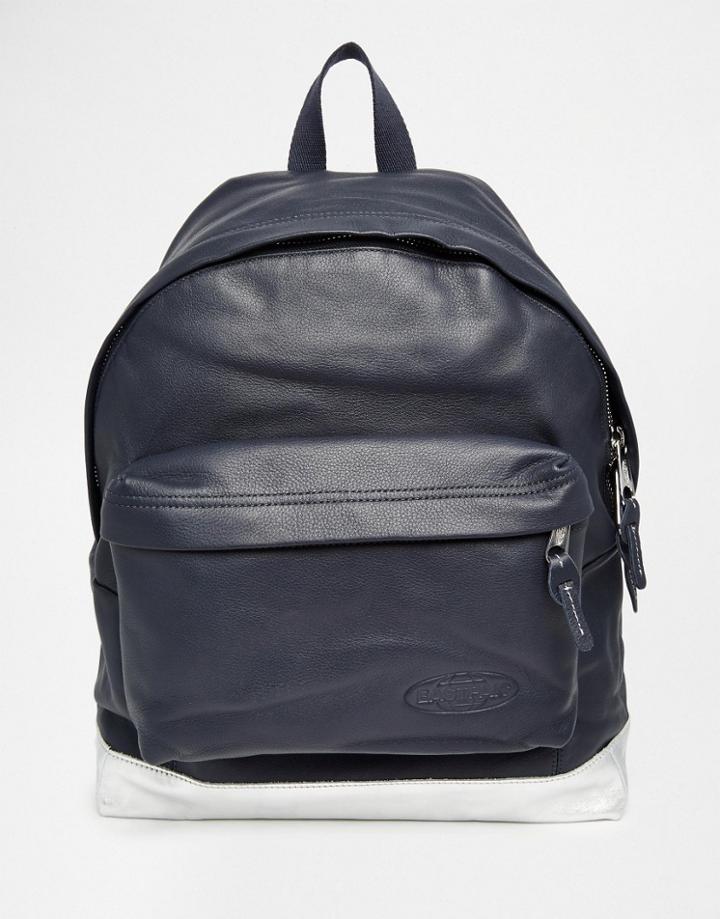 Eastpak Padded Pak'r Leather Backpack With Metallic Detail - Black