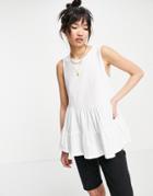 Asos Design Sleeveless Tiered Smock Top In White