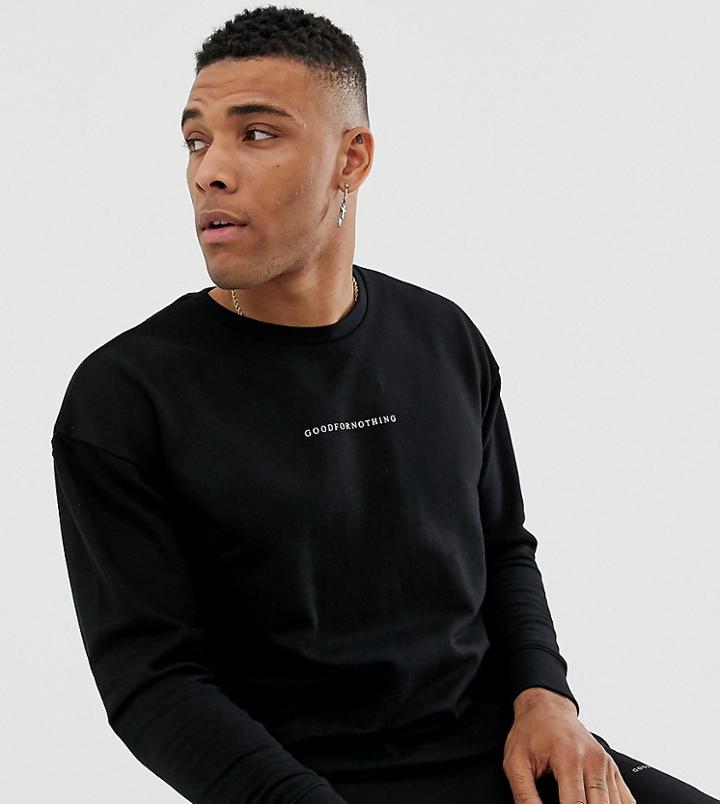 Good For Nothing Oversized Sweatshirt In Black With Logo - Black