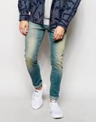 Asos Extreme Super Skinny Jeans With Tint - Light Blue
