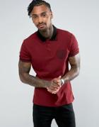 Versace Jeans Polo Shirt In Burgundy With Chest Logo - Red