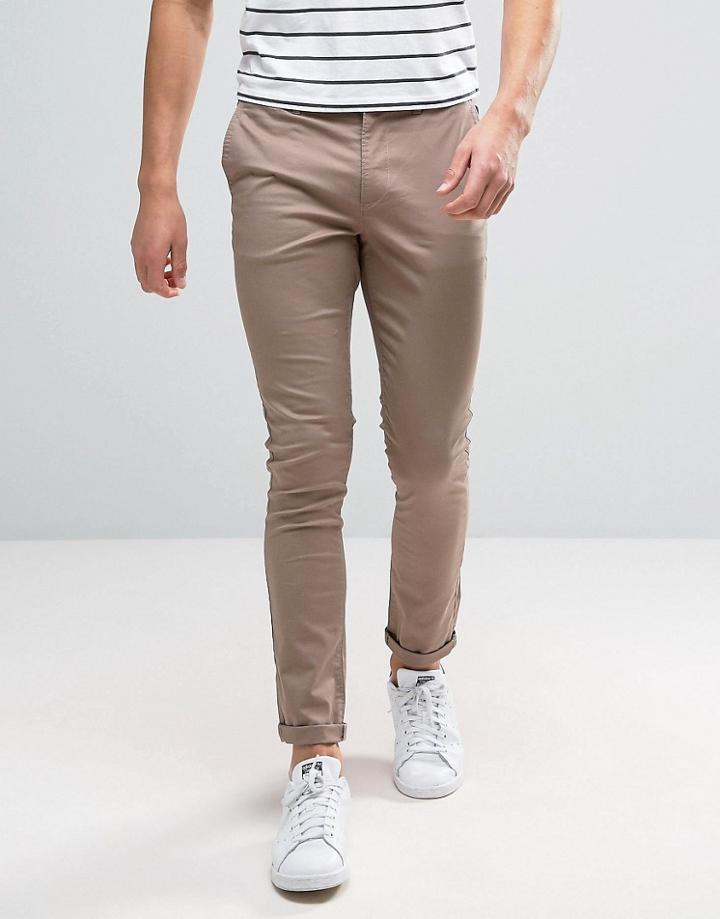 Asos Super Skinny Chinos In Light Brown - Brown