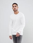 Bershka Muscle Fit Knitted Sweater In White - White