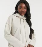 Noisy May Tall Hoodie With High Neck And Seam Details In Stone-grey