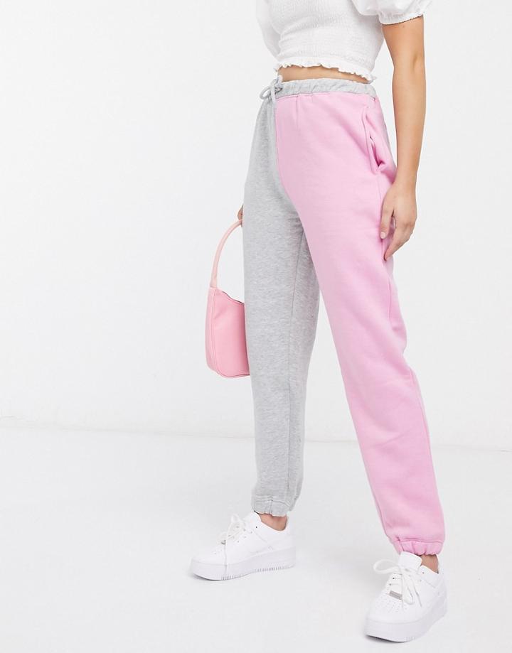 Daisy Street Relaxed Sweatpants In Color Block Two-piece-grey